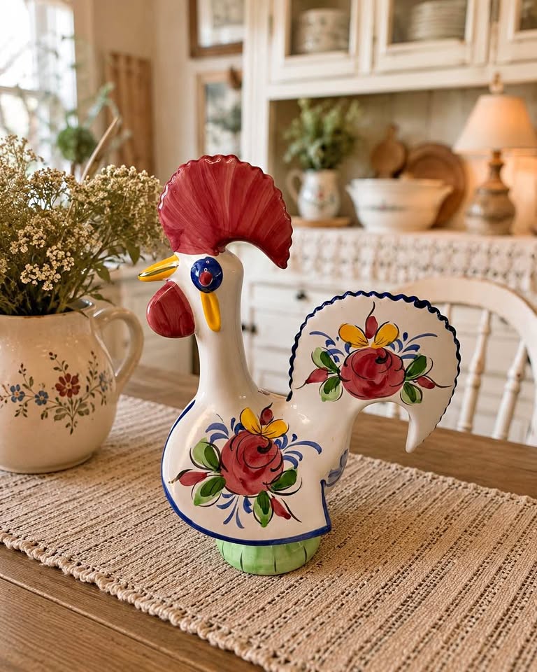 Vintage 1960s Hand-Painted Ceramic Rooster
