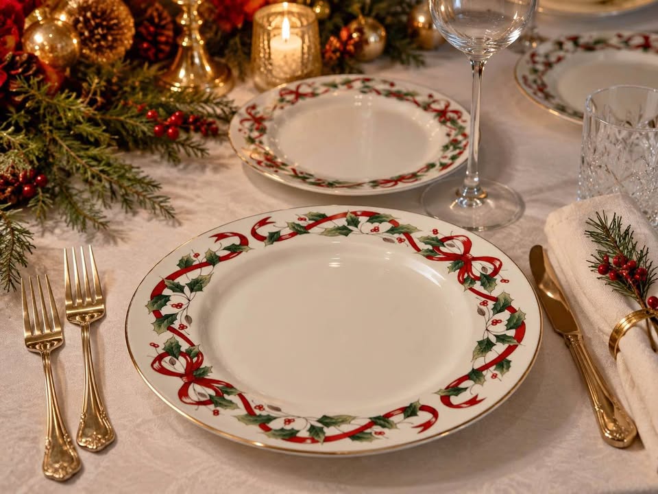 Vintage Royal Limited Holly Holiday Plates (set of 4)