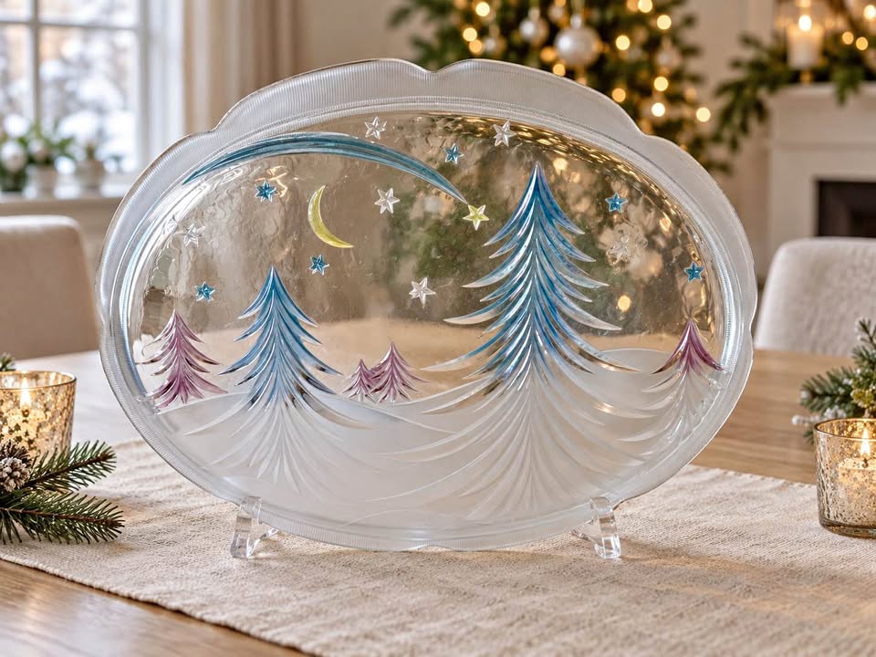 Mikasa Winter Night Frosted Glass Oval Platter
